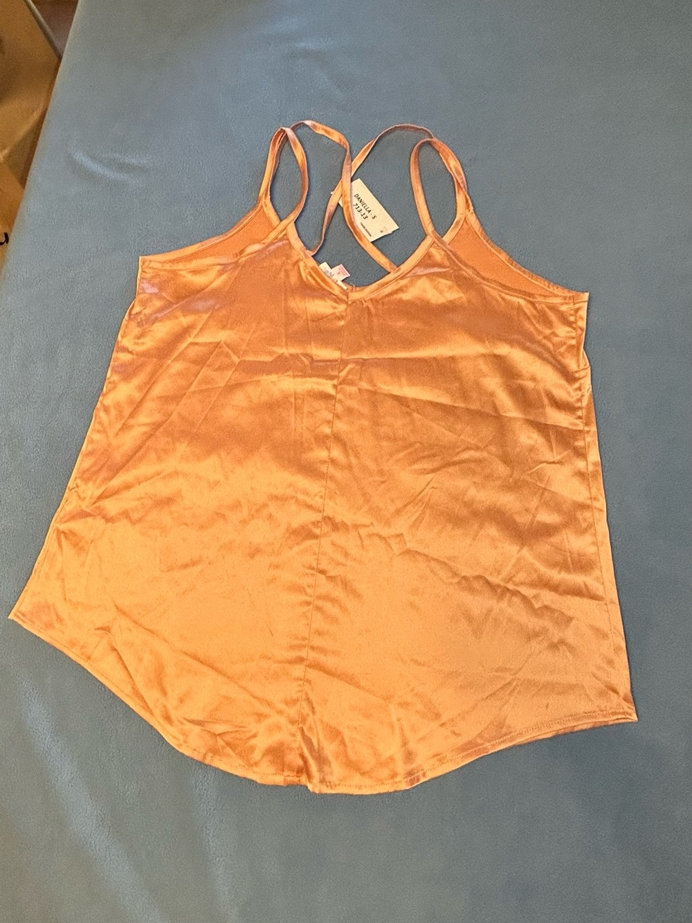 LuLaRoe Satin V-Neck Cross-back Cami in Peachy-Pink